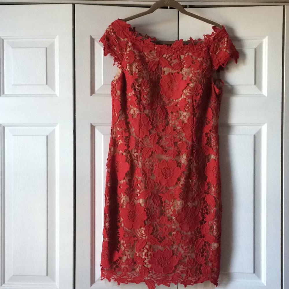 Beautiful red, lace cocktail dress